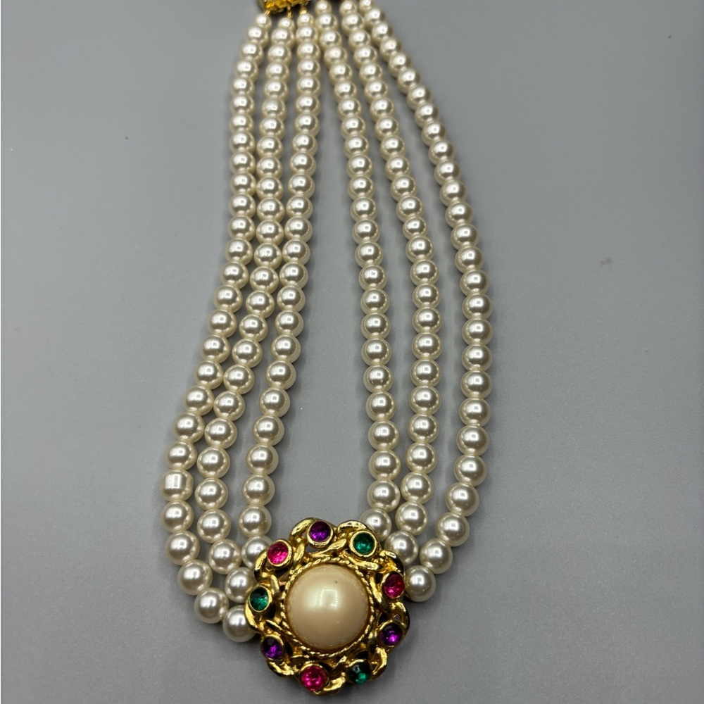 Elegant Faux Pearl Glass Bead Necklace JP211 - Picture 7 of 9